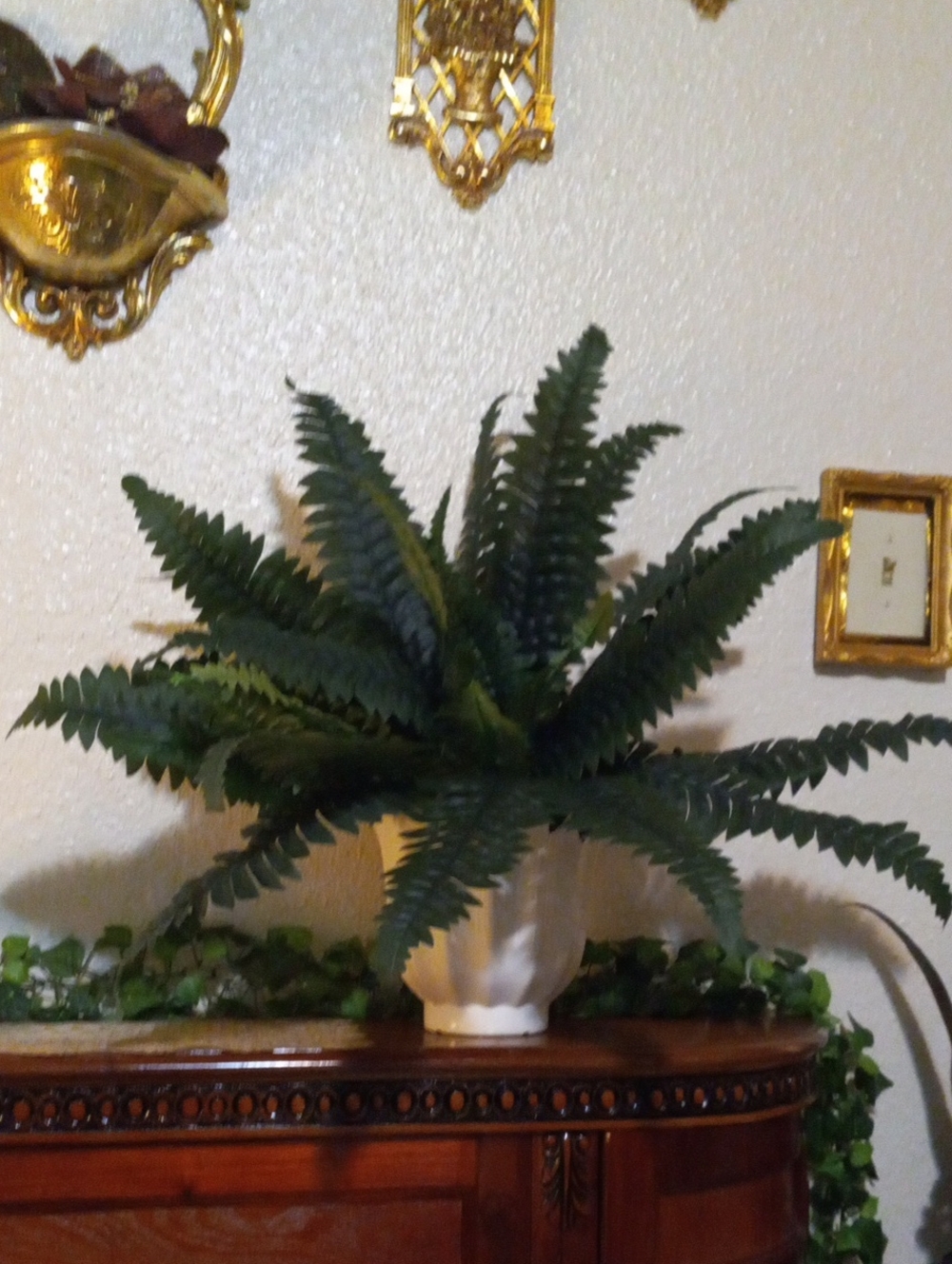 Green Artificial Fern in Vaniila Creme Decorative Planter - Home Accents